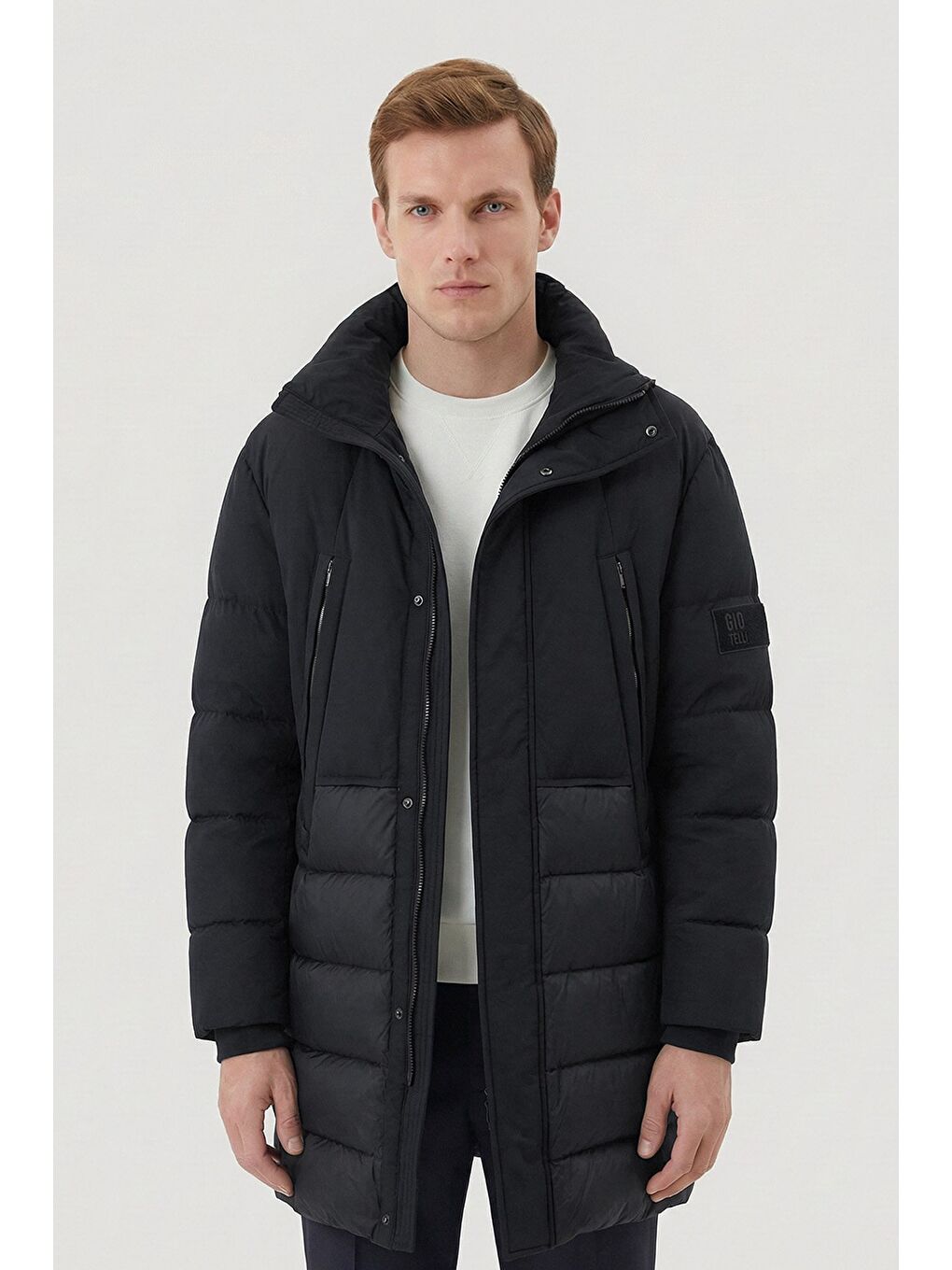 Giotelli Siyah Felix Paraşüt Kumaş Dik Yaka Fermuarlı Regular Fit Erkek Mont