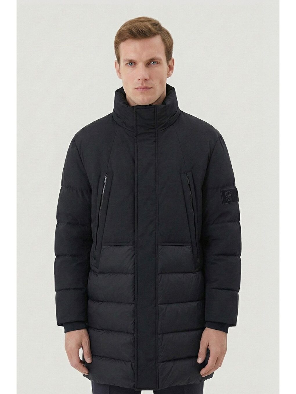 Giotelli Siyah Felix Paraşüt Kumaş Dik Yaka Fermuarlı Regular Fit Erkek Mont-1