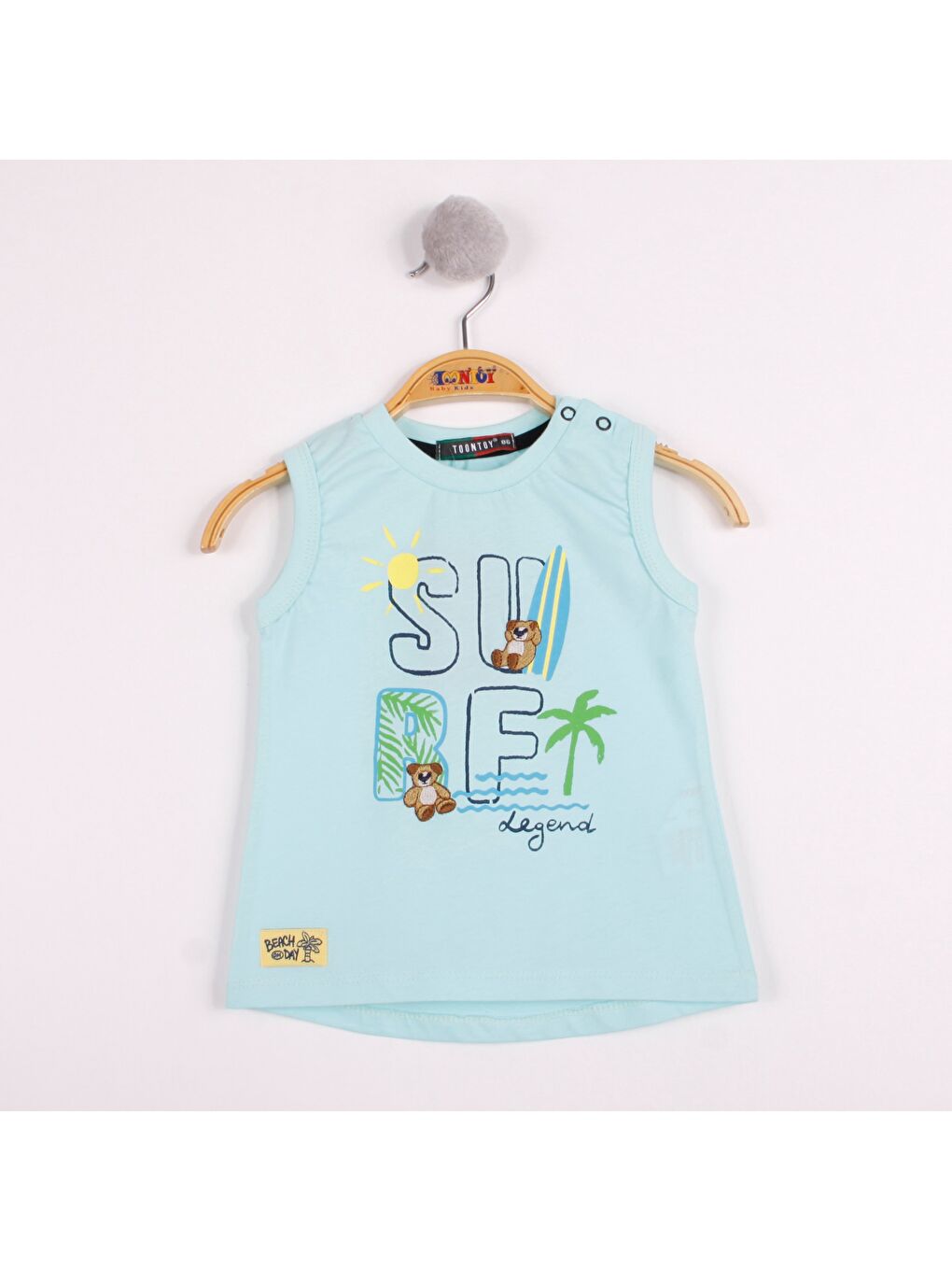 Yeşil Erkek Bebek Surf Baskılı Atlet