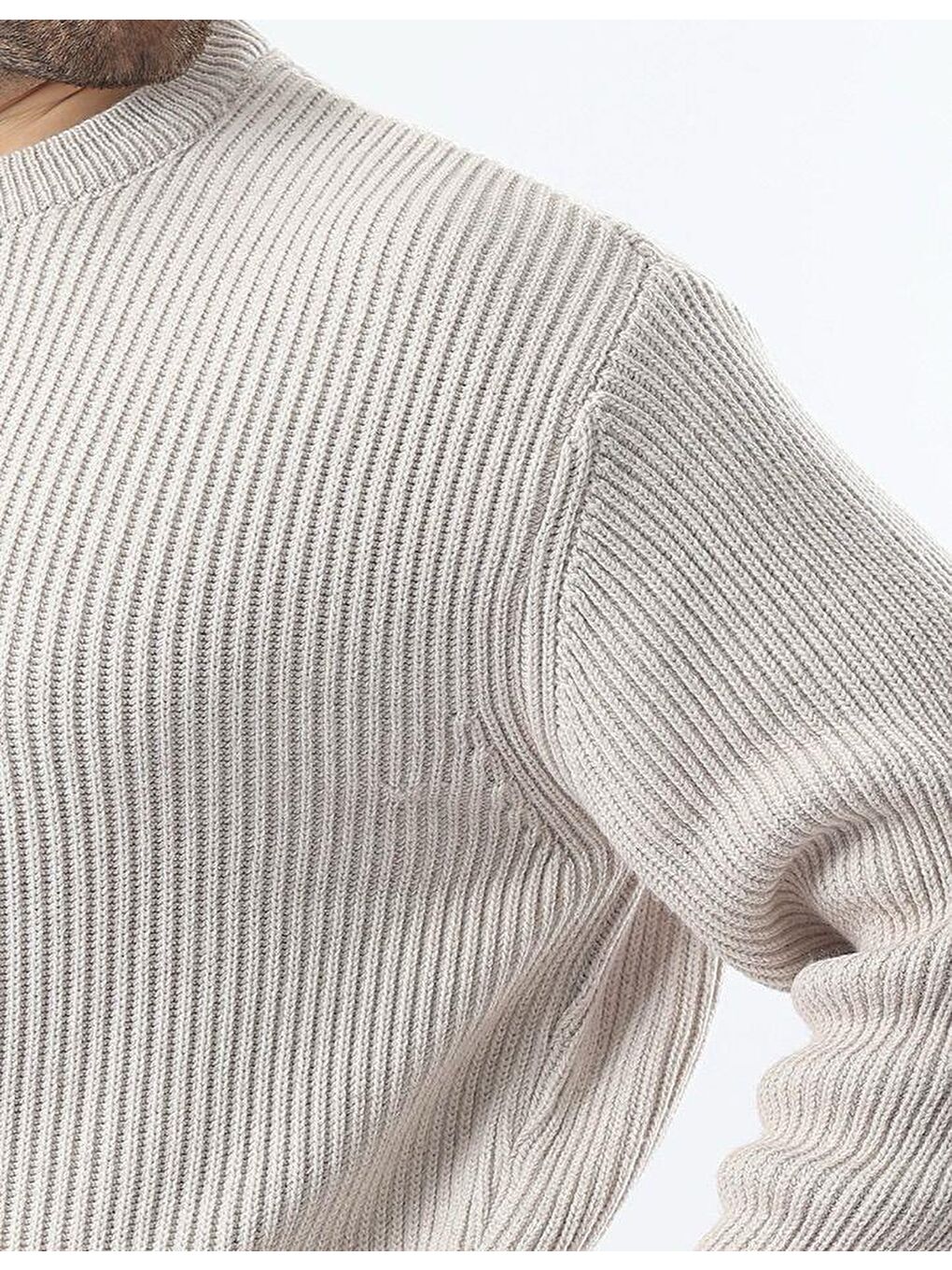 Gri Bisiklet Yaka Triko Erkek Kazak E7410-3