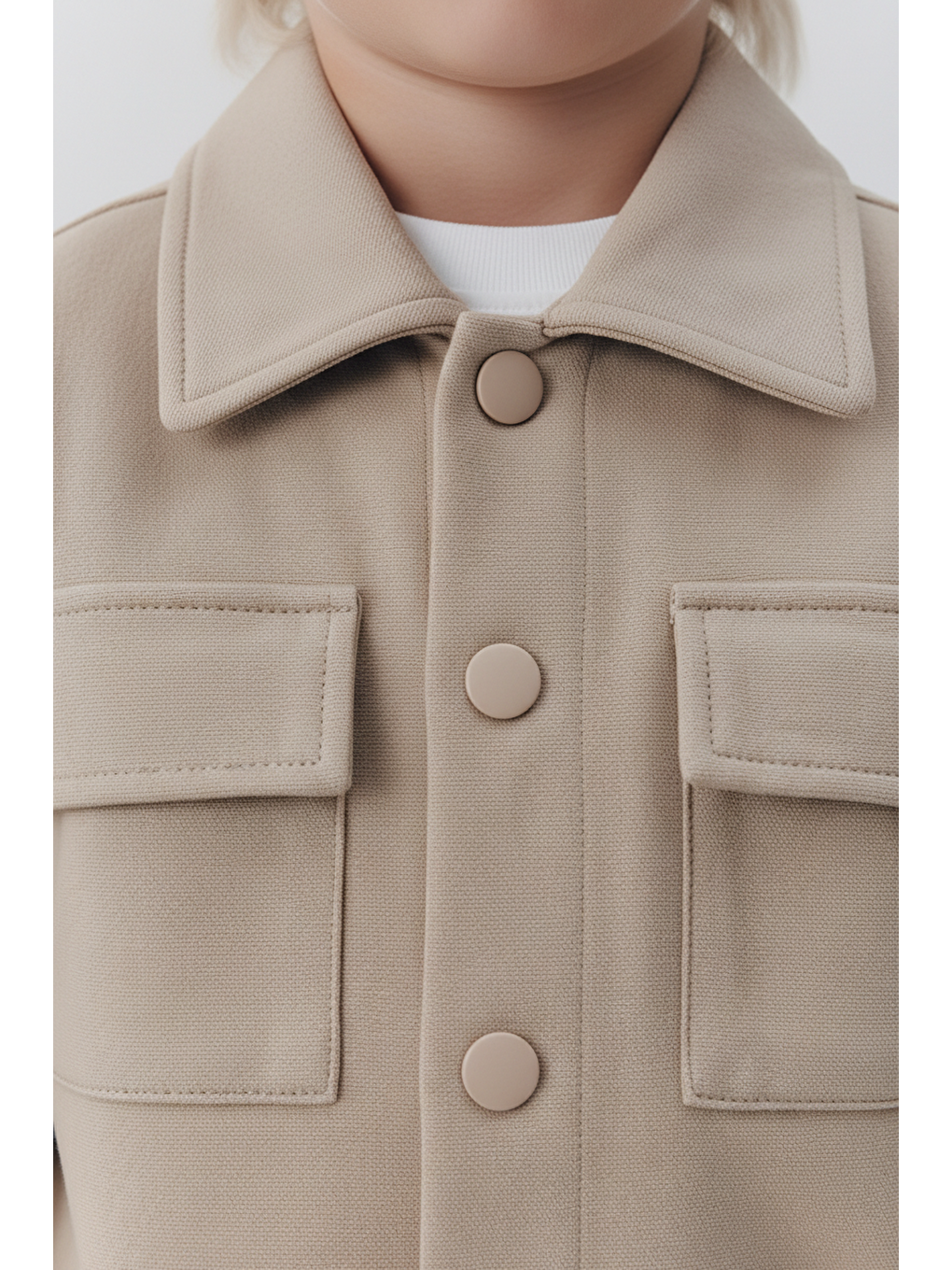 Erkek Çocuk Pamuklu Bej Ceket Pantolon Ve T-Shirt Takım-4