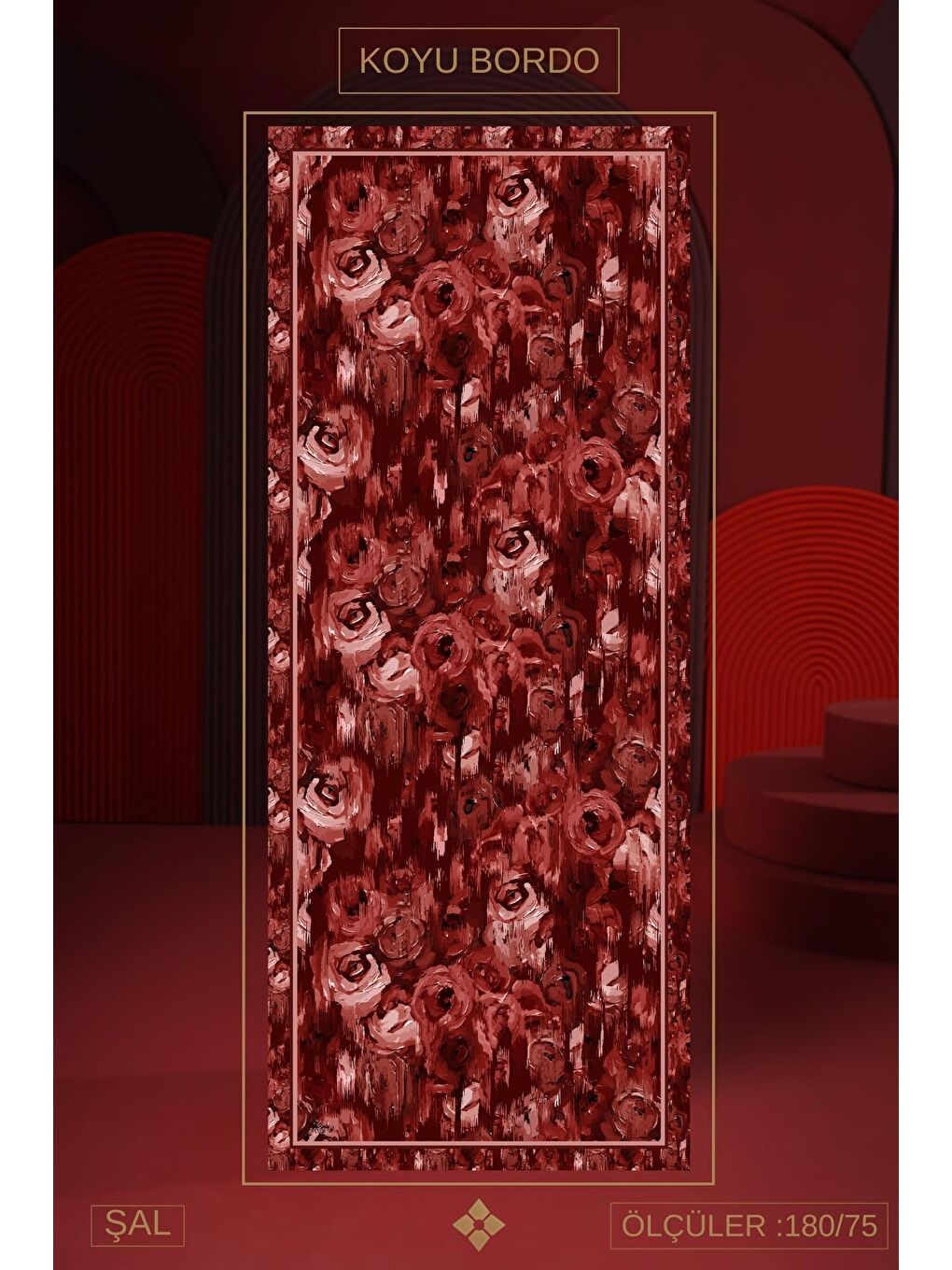 Bordo Kadın Mellas Soft Şal-1