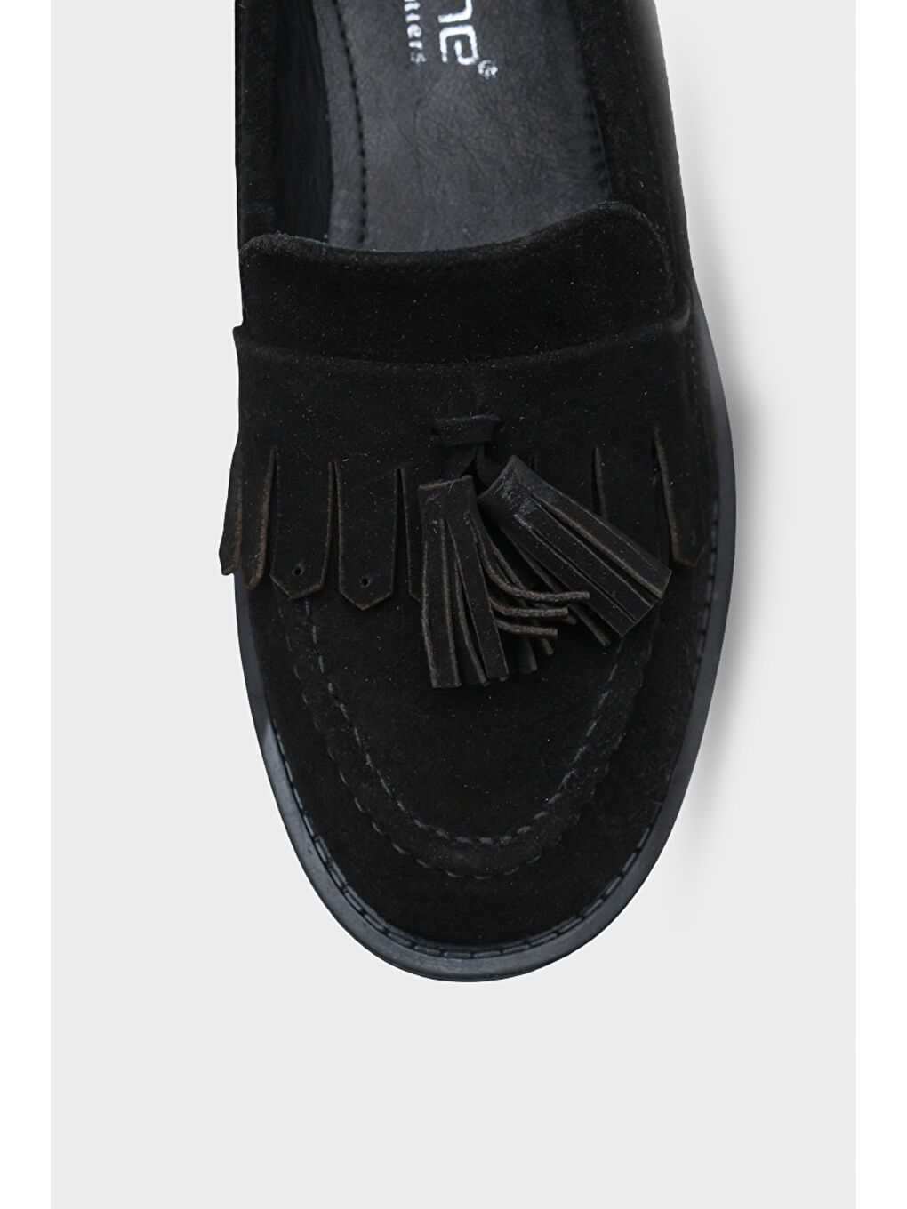 Siyah Tish Kadın Hakiki Süet Deri Loafer-2