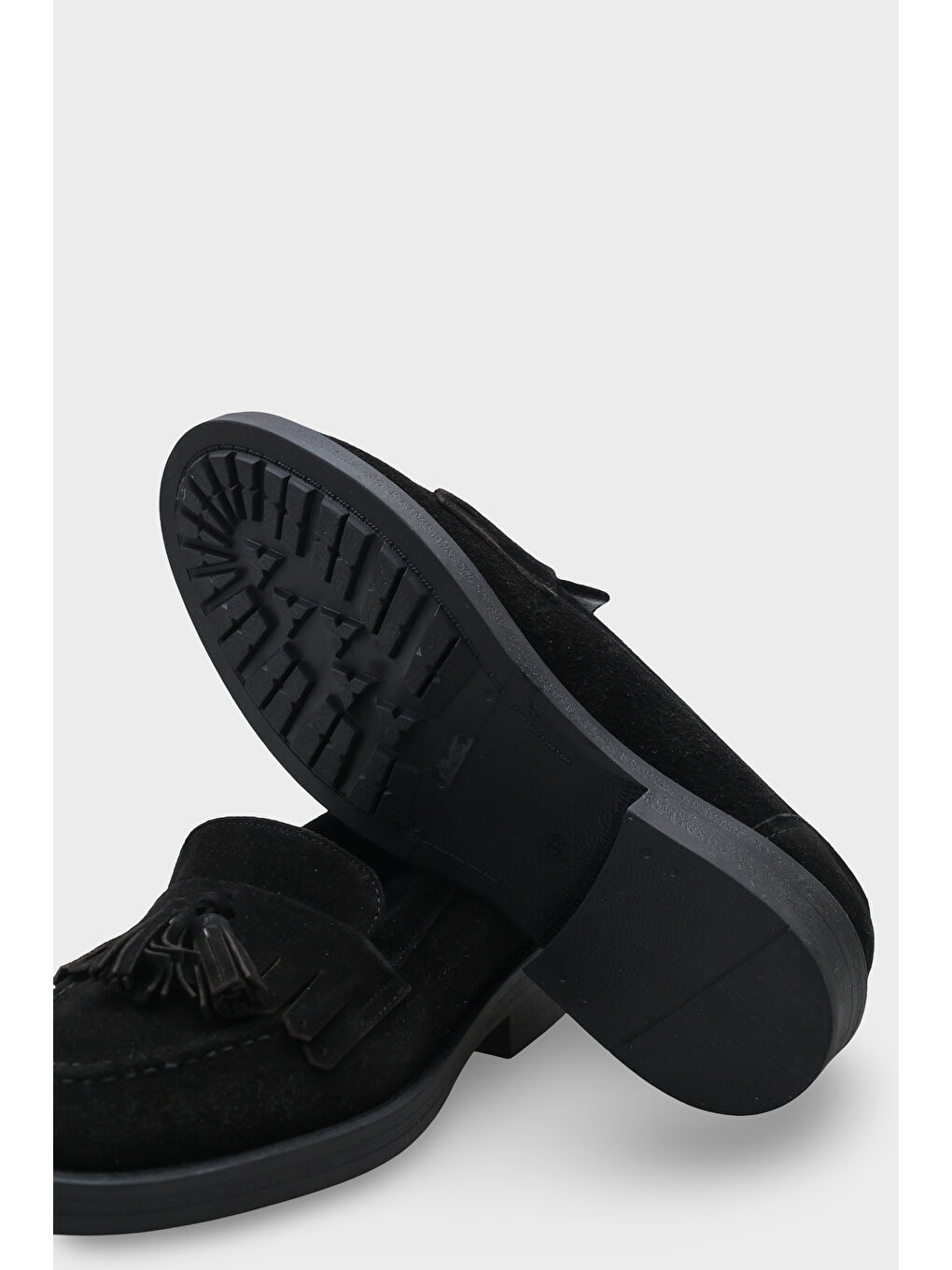 Siyah Tish Kadın Hakiki Süet Deri Loafer-3