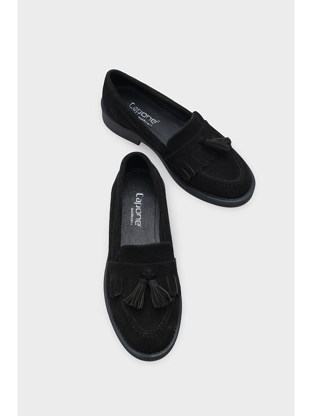 Siyah Tish Kadın Hakiki Süet Deri Loafer-5