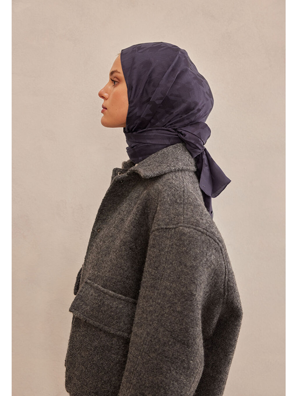 Kazayağı Jakarlı Şal Patlıcan Moru-3