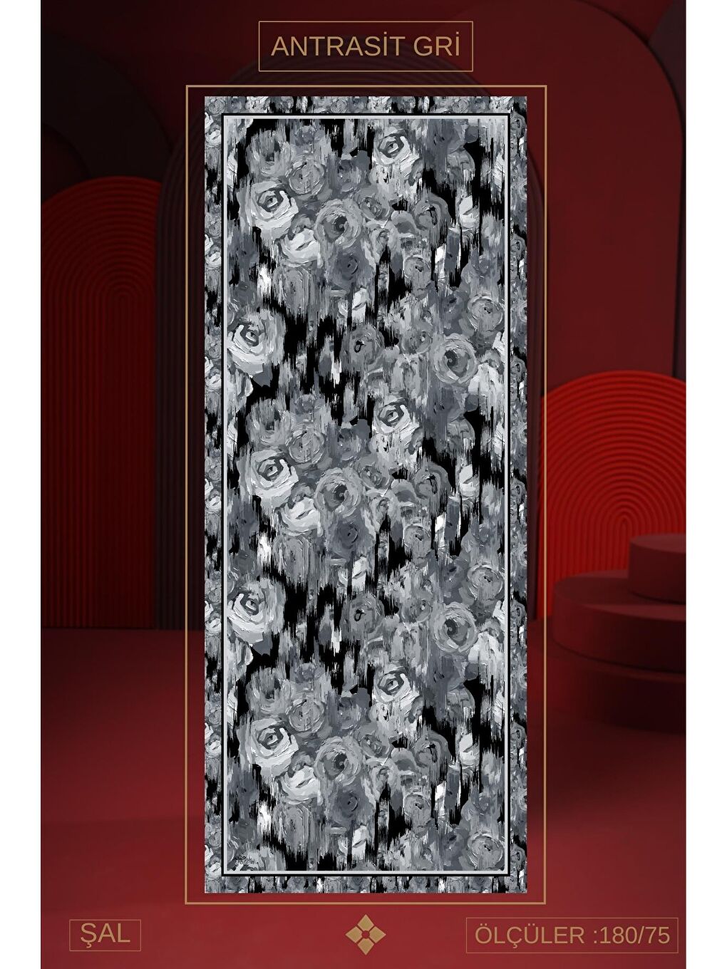 Antrasit Kadın Mellas Soft Şal-1