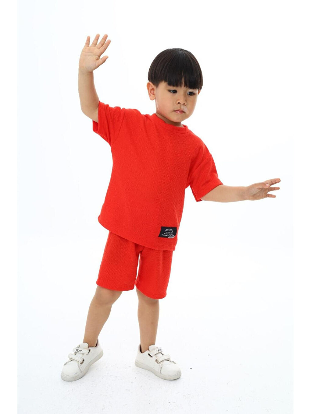 Kırmızı Bisiklet Yaka Şortlu Erkek Çocuk Şortlu Takım-2