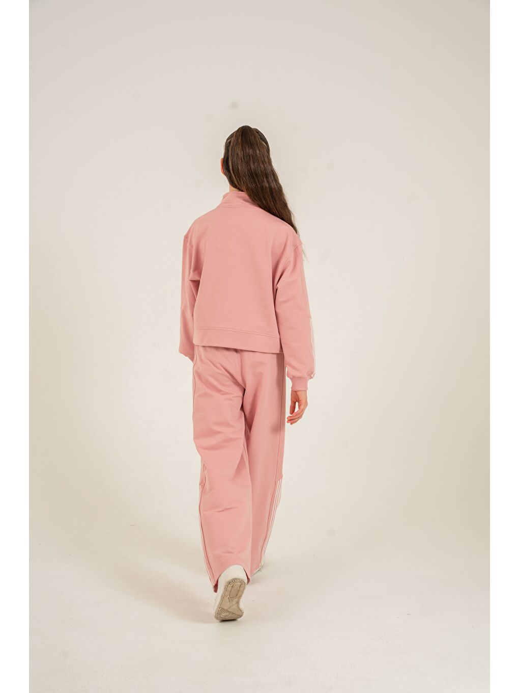 Pembe The City  That Never Sleeps Baskılı Üst Ön Boydan Fermuarlı Kız Çocuk Alt Üst Eşofman Takımı-8