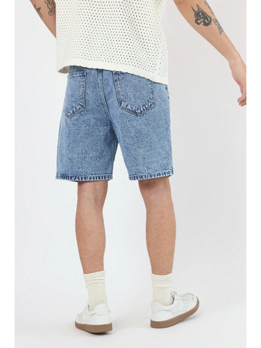 Erkek Baggy Fit Jean Şort Mavi-4