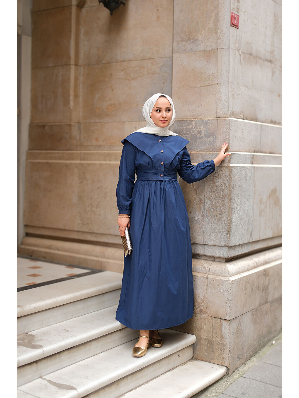 Kadın Ceketli Poplin Elbise Lacivert-1