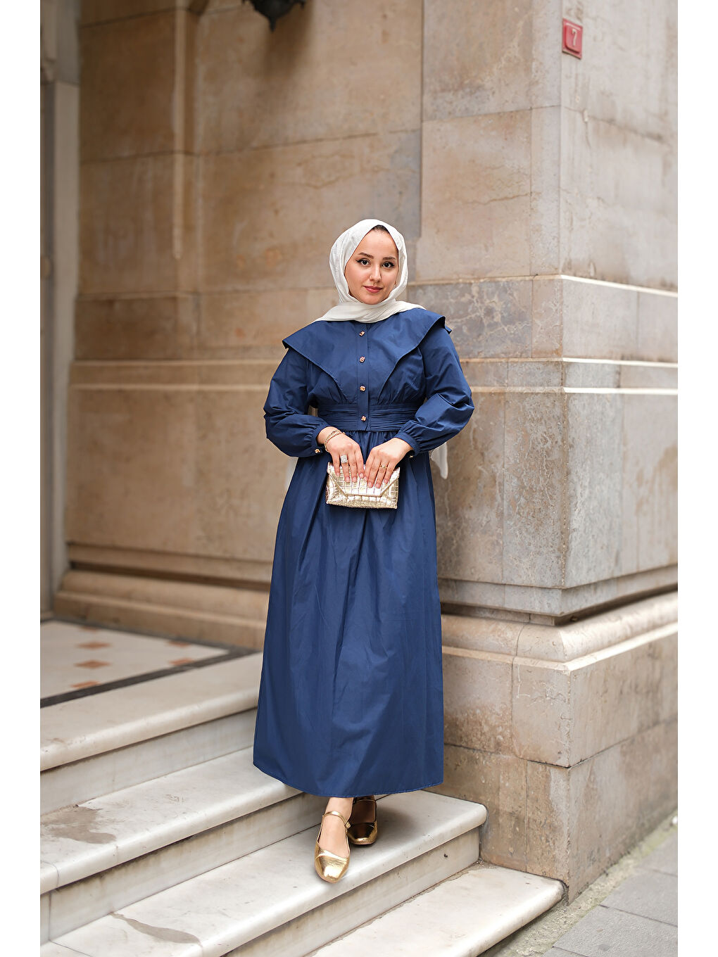 Kadın Ceketli Poplin Elbise Lacivert-2