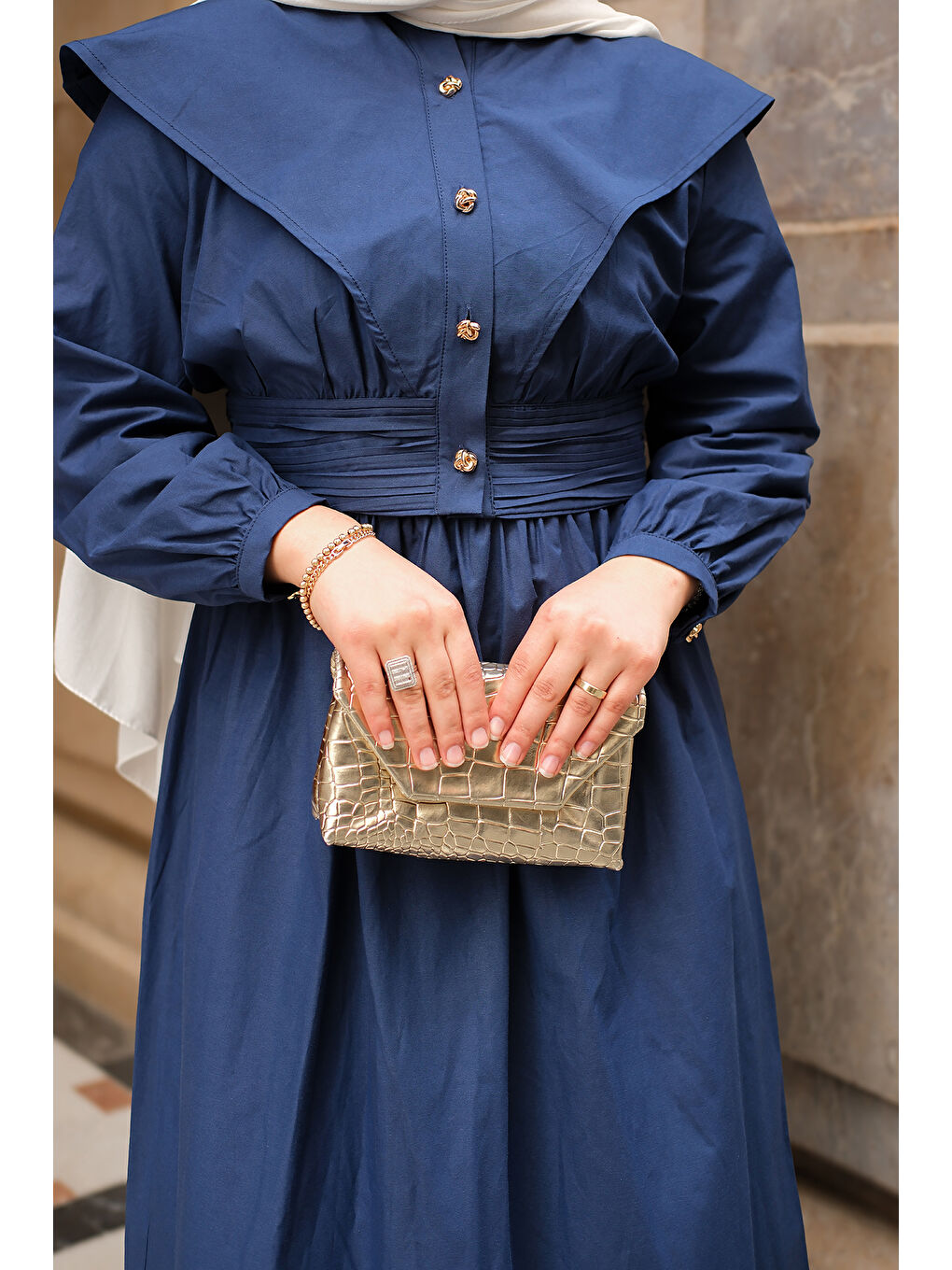 Kadın Ceketli Poplin Elbise Lacivert-3