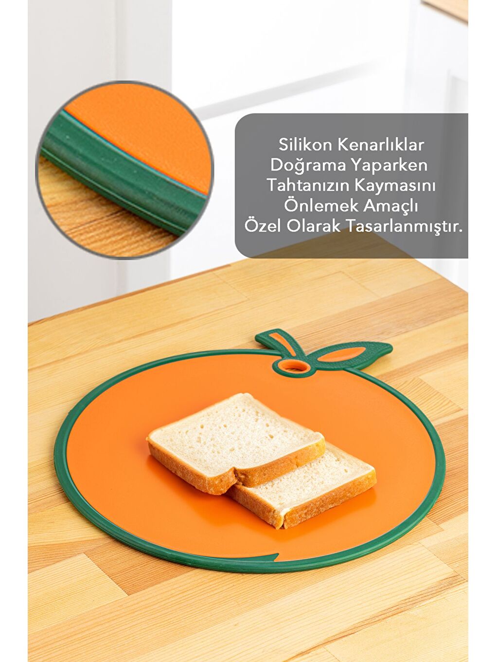 Turuncu Meyve Sebze Kesme Doğrama Tahtası Meyve Şekilli Kesme Tahtası Esnek Kesim Tahtası Portakal Motifli-1