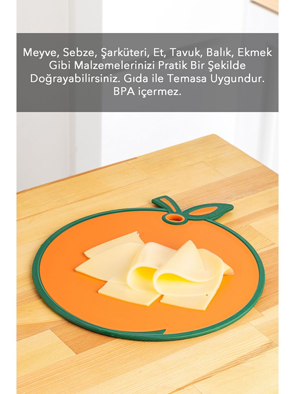 Turuncu Meyve Sebze Kesme Doğrama Tahtası Meyve Şekilli Kesme Tahtası Esnek Kesim Tahtası Portakal Motifli-2