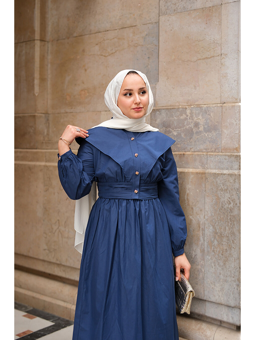 Kadın Ceketli Poplin Elbise Lacivert-4