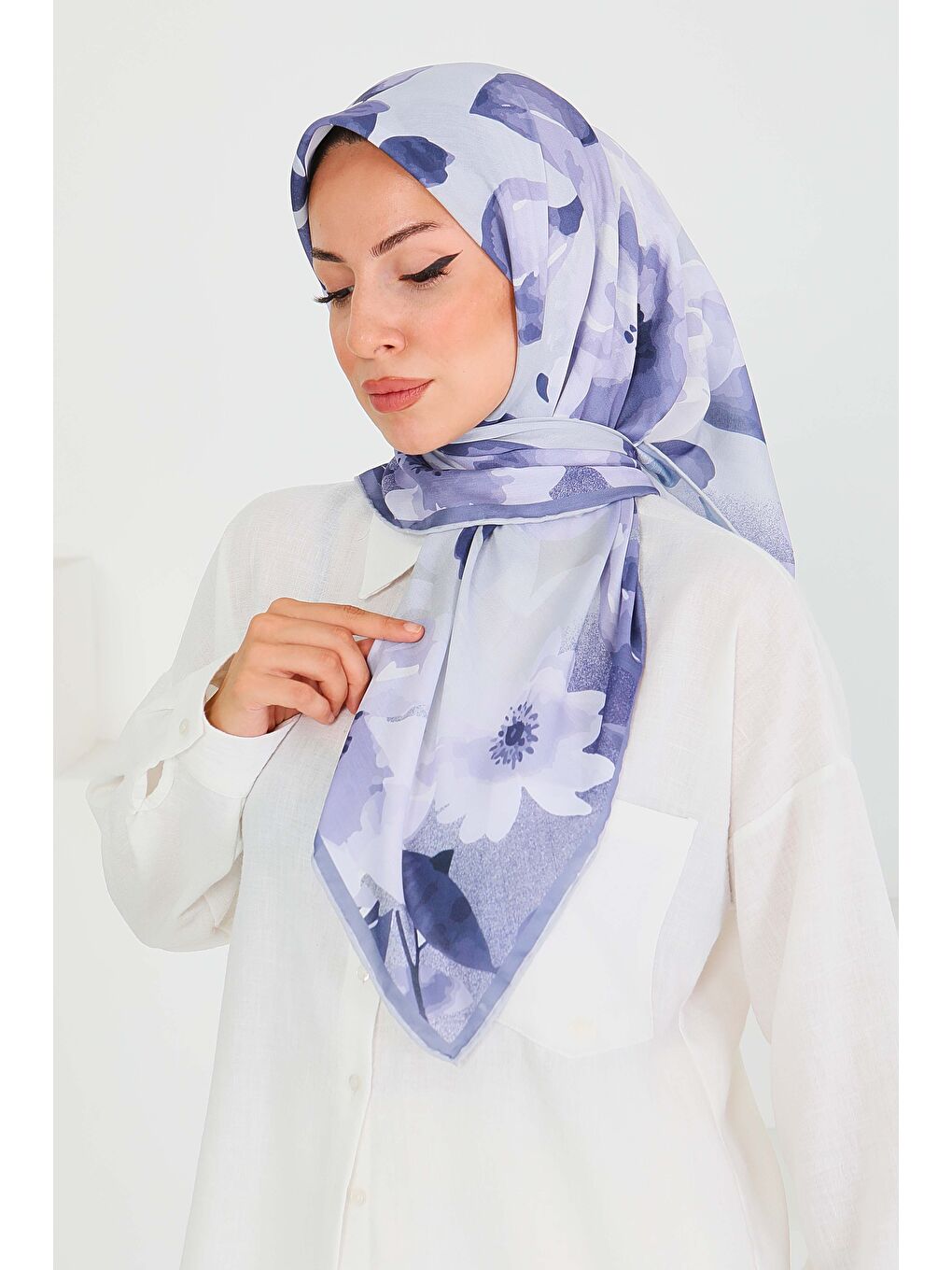 Desenli Bambu Şal Mor - 27522