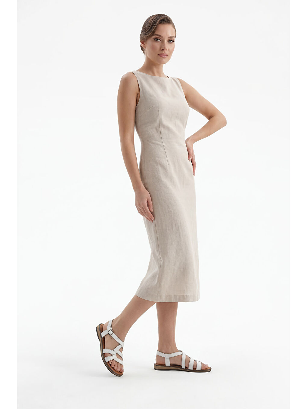 Beyaz Kadın CANLI BEYAZ Hakiki Deri Sandalet-2