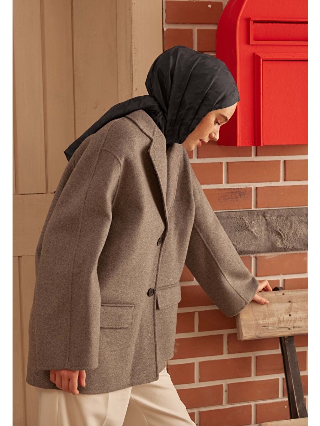 Kazayağı Jakarlı Şal Antrasit-1