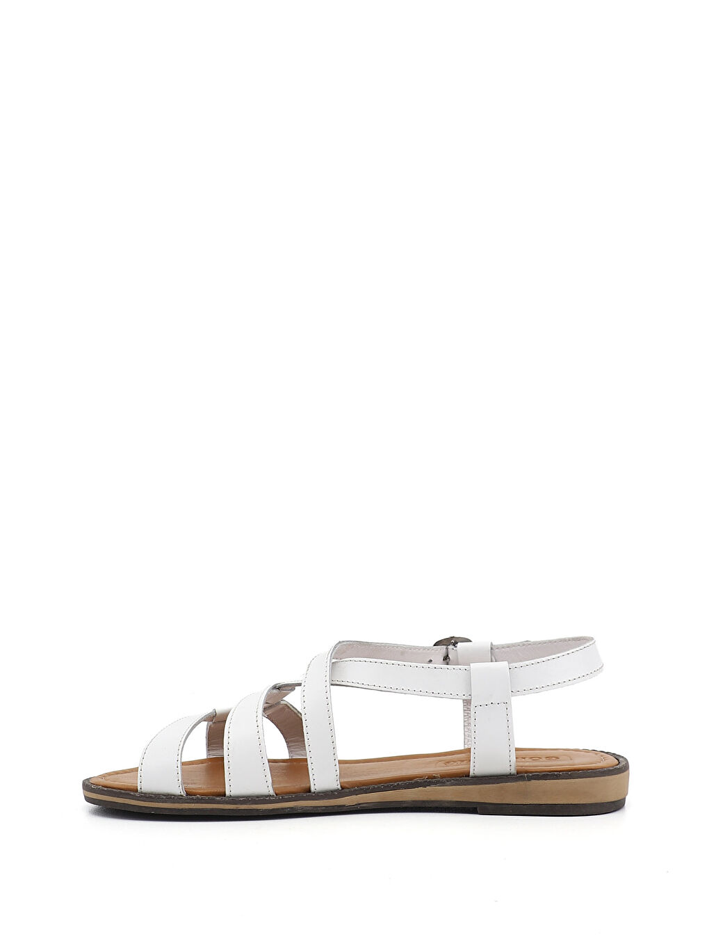 Beyaz Kadın CANLI BEYAZ Hakiki Deri Sandalet-3