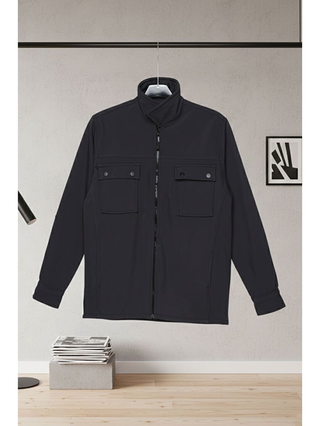 Antrasit Erkek Ön Fermuarlı Çift Cepli Mevsimlik Mont-2