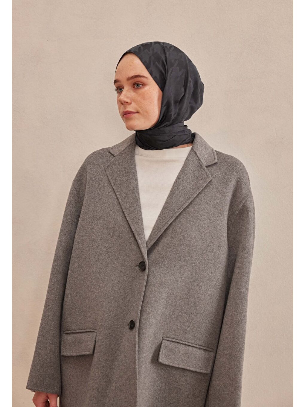 Kazayağı Jakarlı Şal Antrasit-3