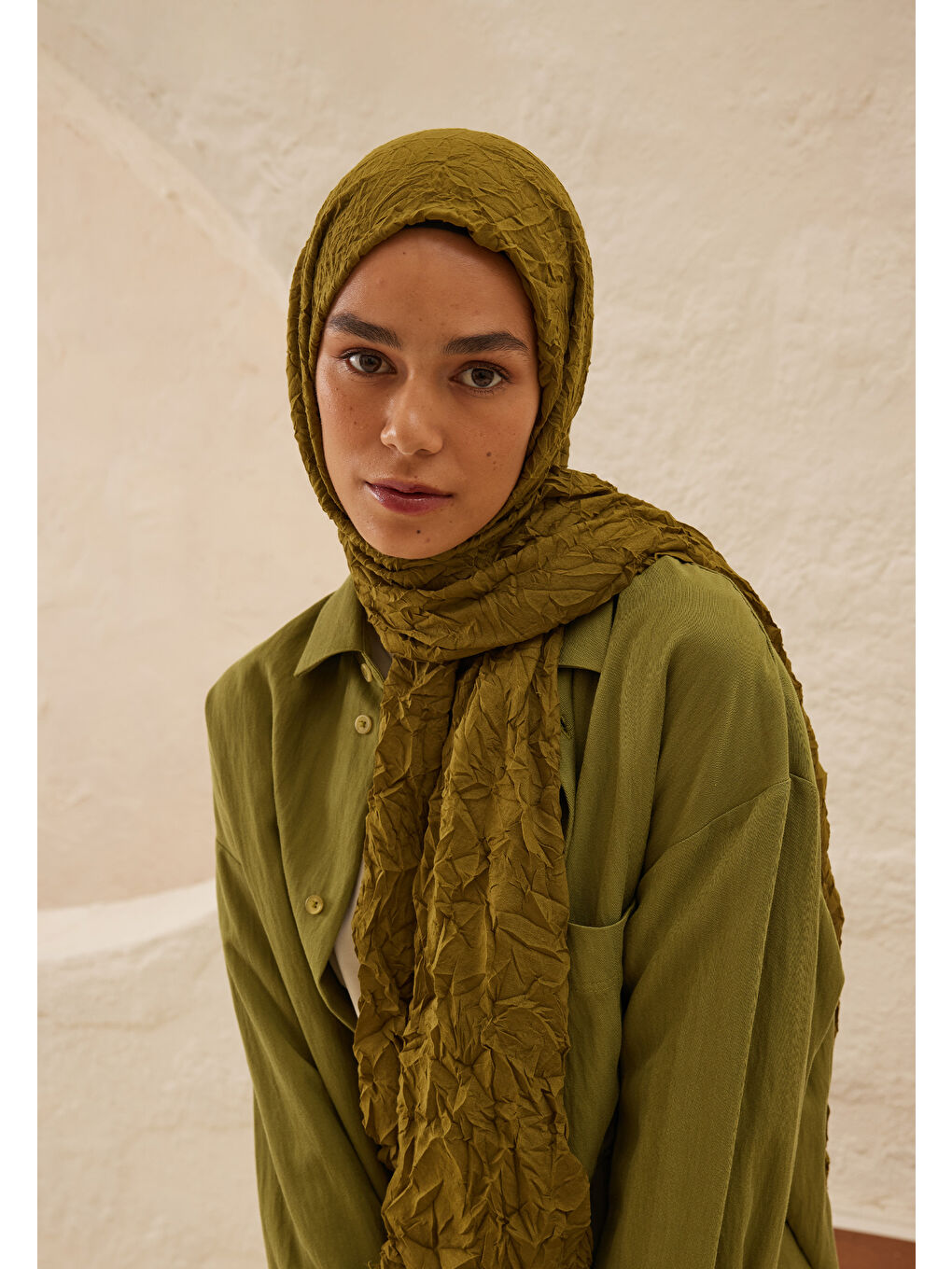 Vual Crash Şal Yosun Yeşili-2