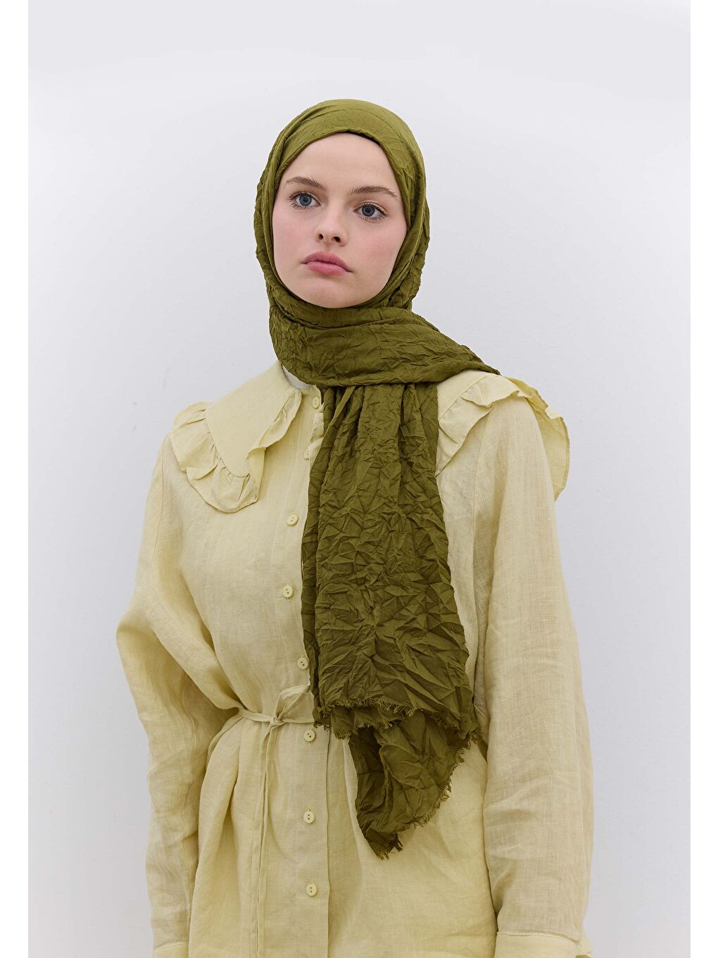 Vual Crash Şal Yosun Yeşili-4