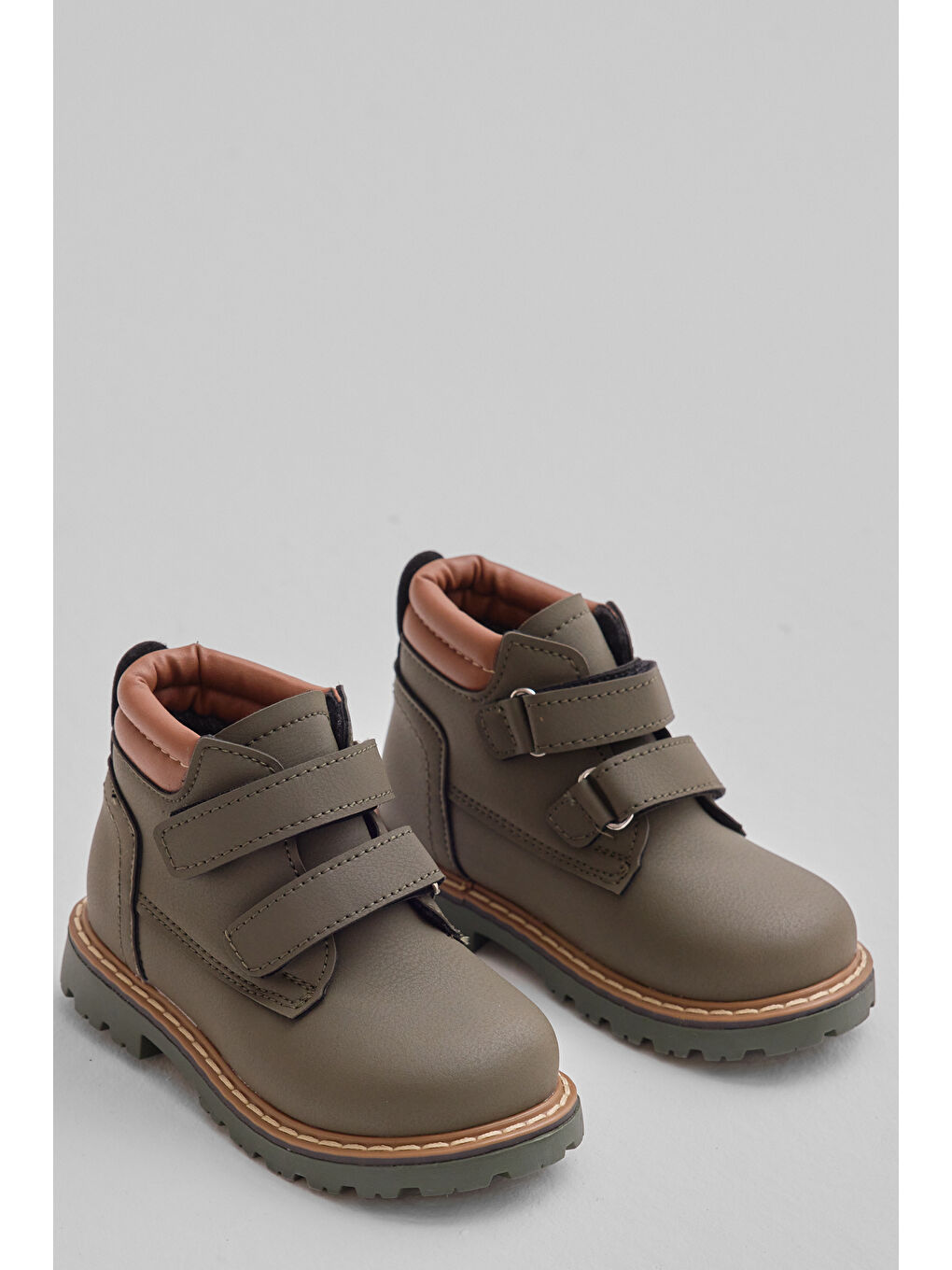 Çocuk Unisex Haki Kalın Termo Taban Sıcak Astarlı Çift Cırtlı Bot-2