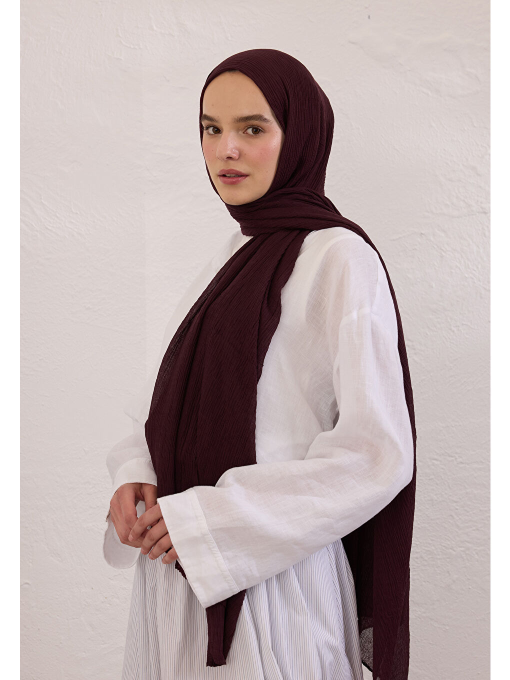 Modal Krinkıl Şal Bordo