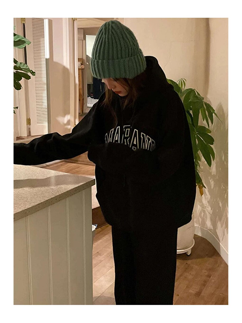 Kadın Siyah Maryland Baskılı Kapüşonlu Sweatshirt-2