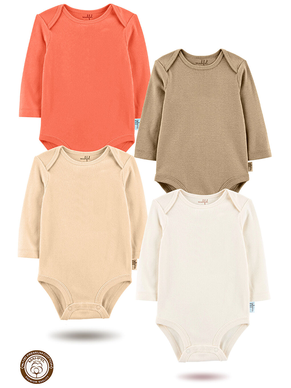 Pembe 4'lü %100 Pamuklu Uzun Kollu Basic Çıtçıtlı Bebek Body Zıbın SE