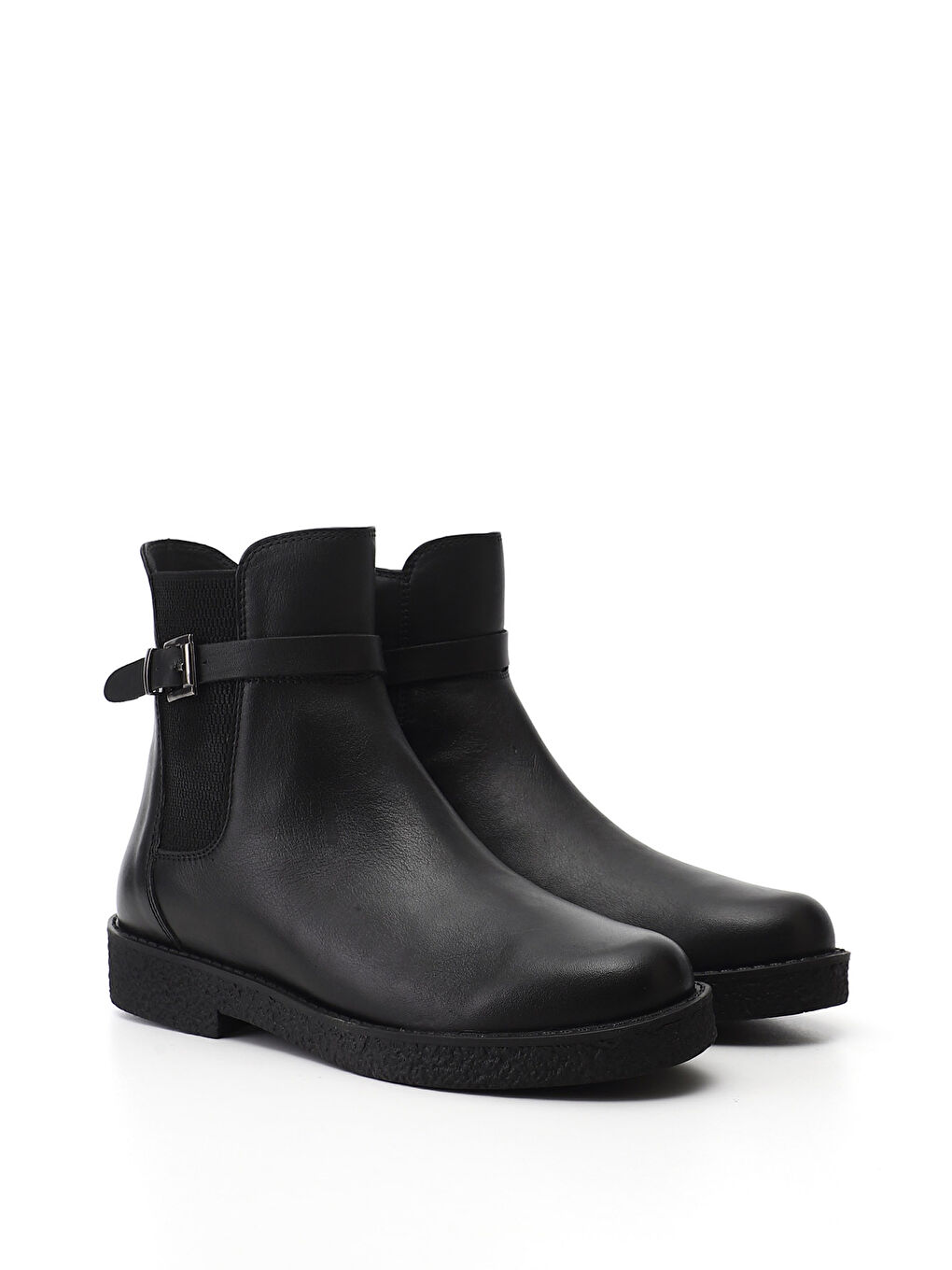 Siyah Kadın SİYAH Tokalı Hakiki Deri Chelsea Bot-1