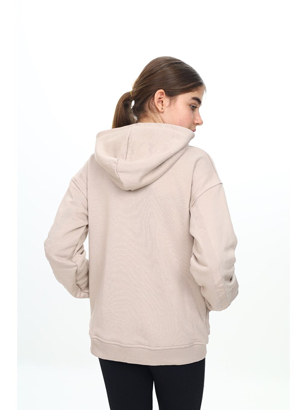 Bej Kız Çocuk Kapüşonlu Hırka-3