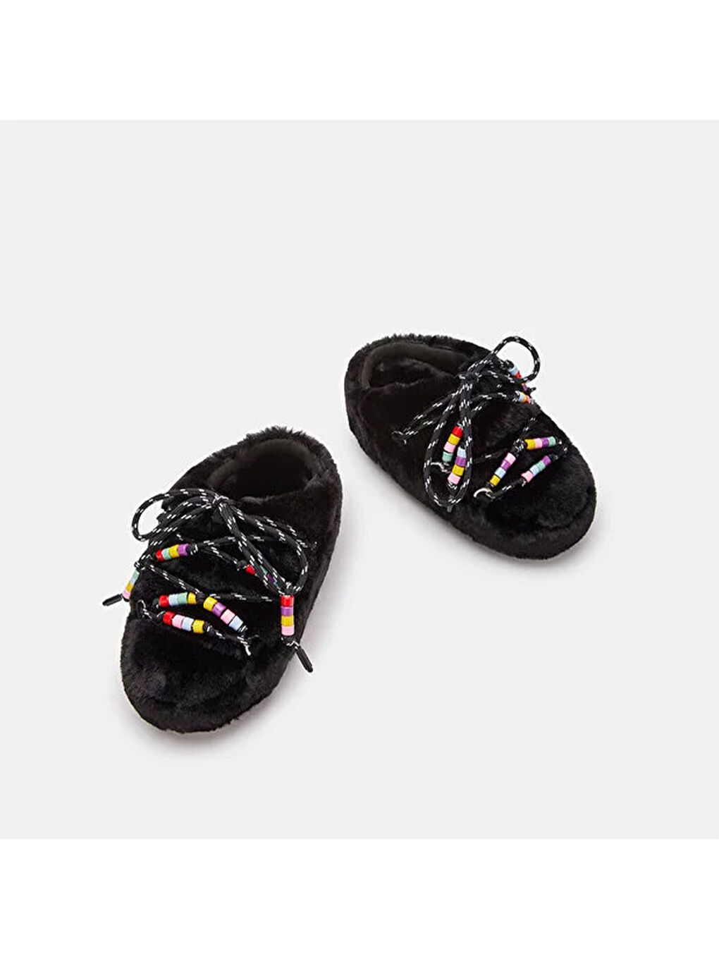 Siyah Kadın Terlik 80D1460250-N001 Mule Faux Fur Beads Black-2
