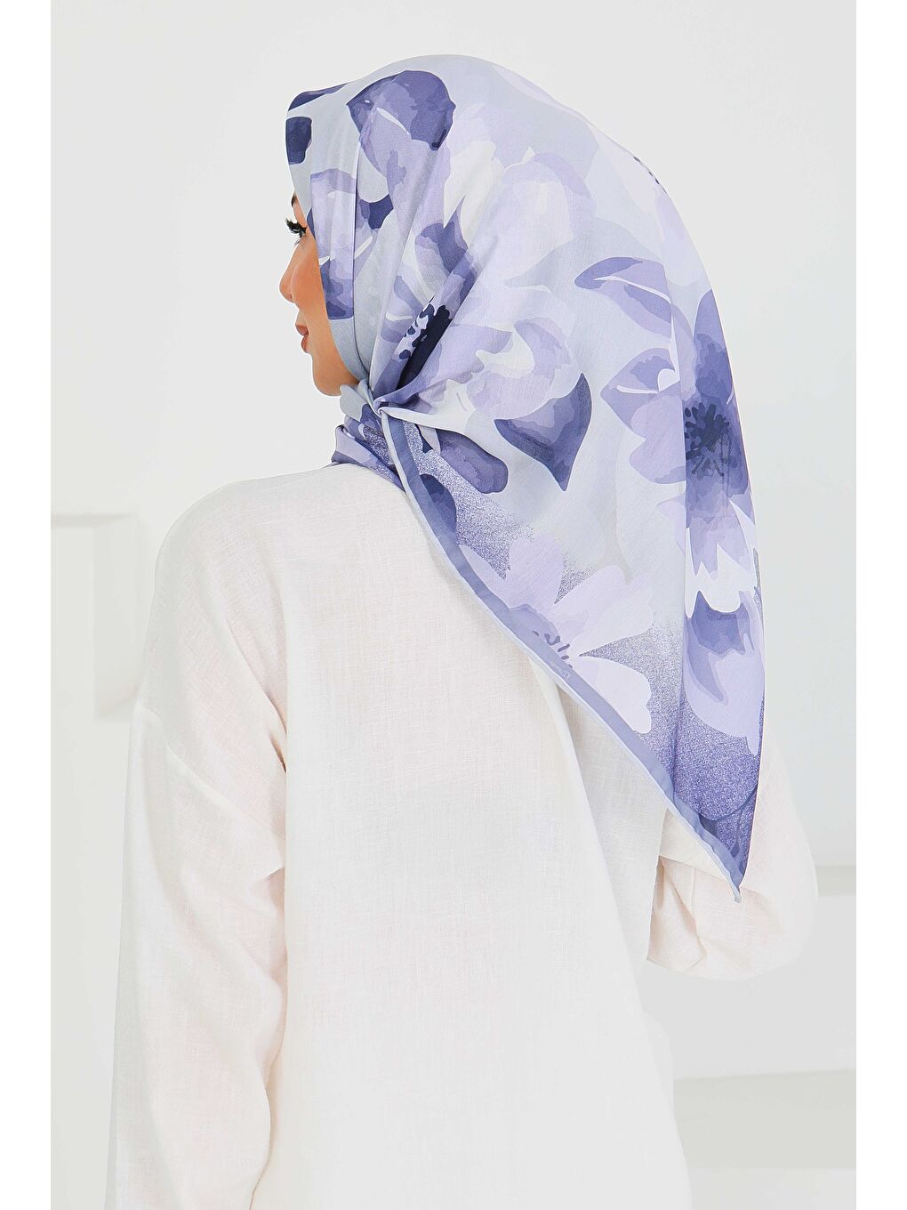 Desenli Bambu Şal Mor - 27522-3