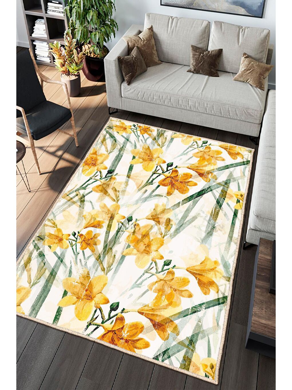 Sarı Dekoratif Özel Tasarım Modern Halısı 180x280 cm-1