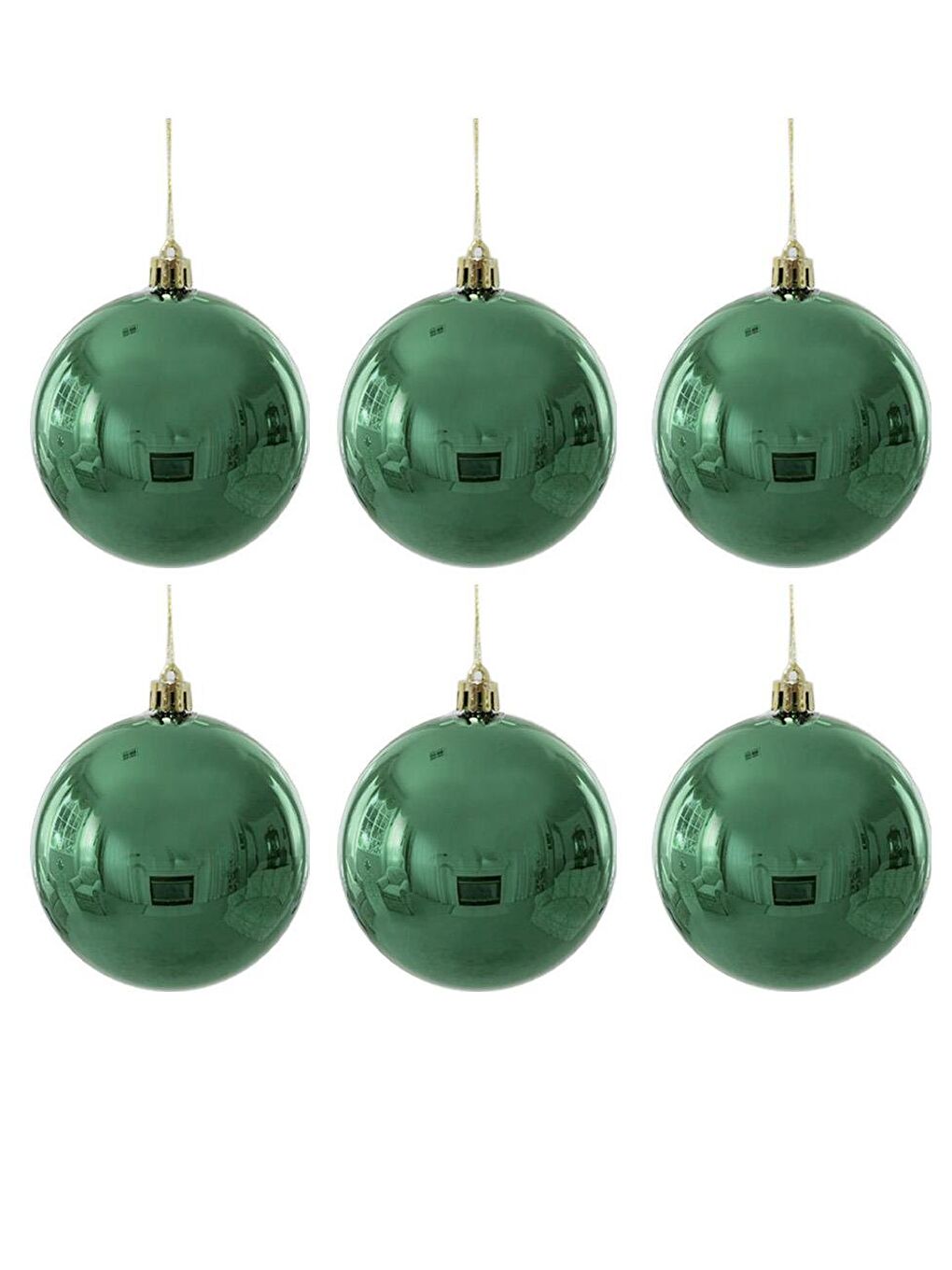 Yılbaşı Topu Çam Ağacı Süsü Yeşil 8 cm 6'lı-1