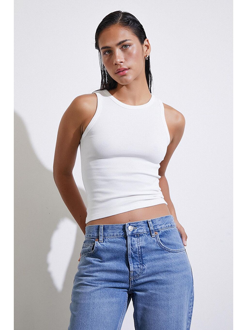 Beyaz Bisiklet Yaka Top-2