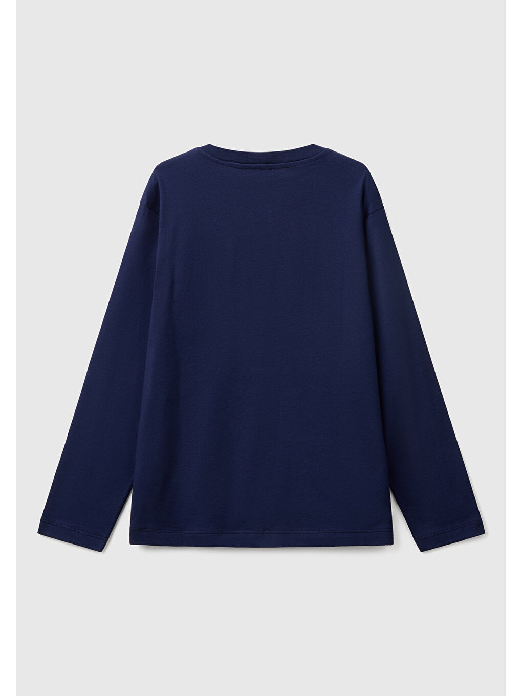 Erkek Çocuk Lacivert Benetton Logo Baskılı Uzun Kollu Tişört-1