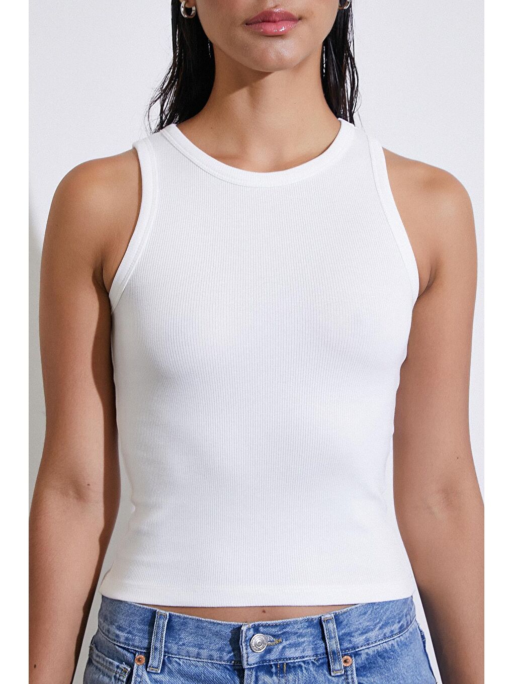 Beyaz Bisiklet Yaka Top-3