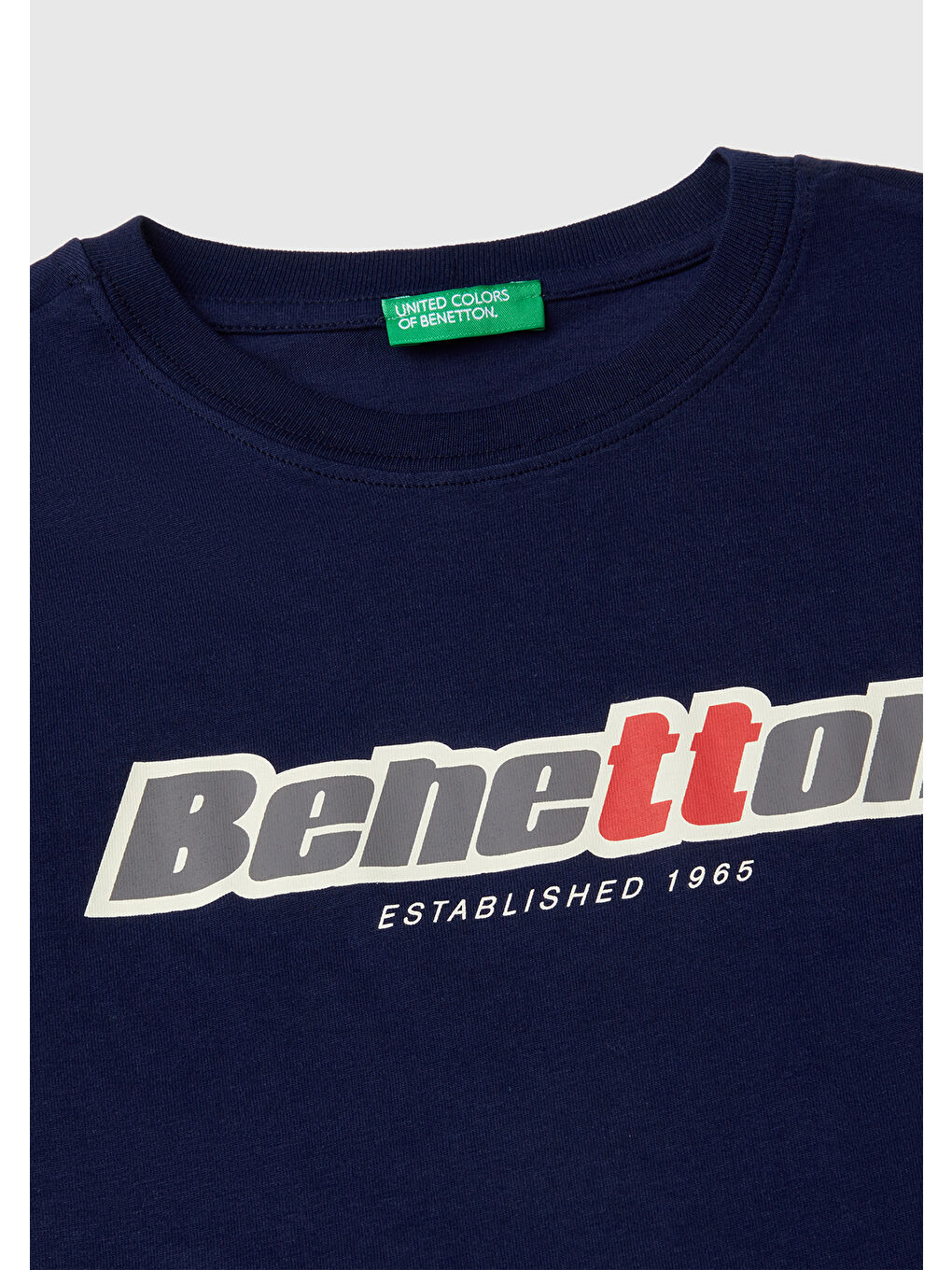 Erkek Çocuk Lacivert Benetton Logo Baskılı Uzun Kollu Tişört-2