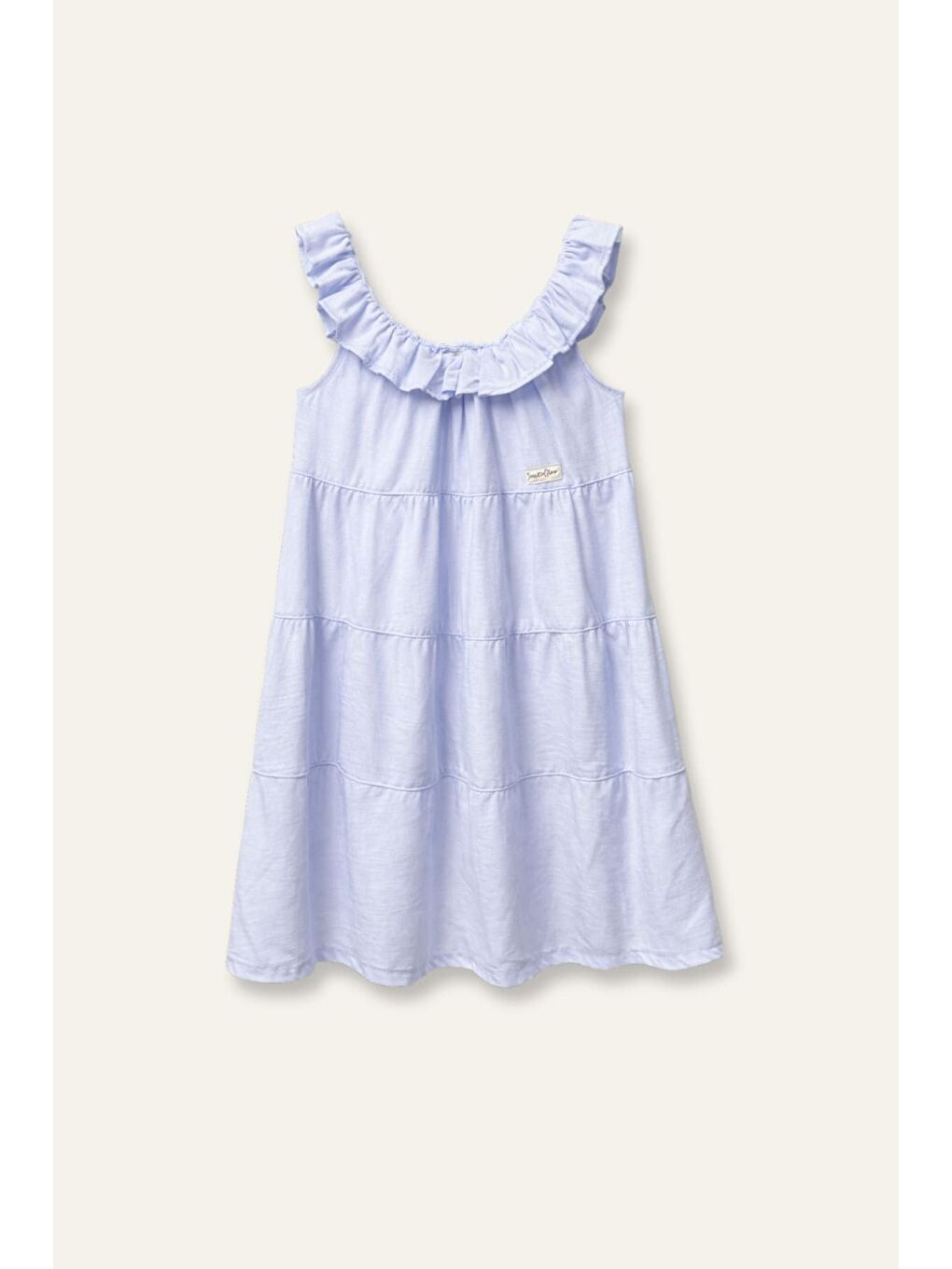 Kız Çocuk Volanlı Midi Elbise - Mavi-2