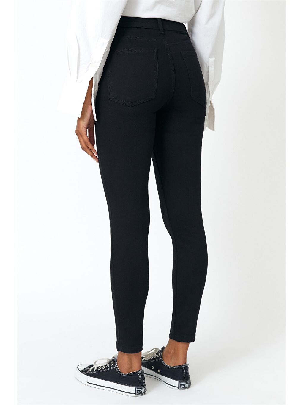 Solmayan Siyah Yüksek Bel Skinny Jeans-3
