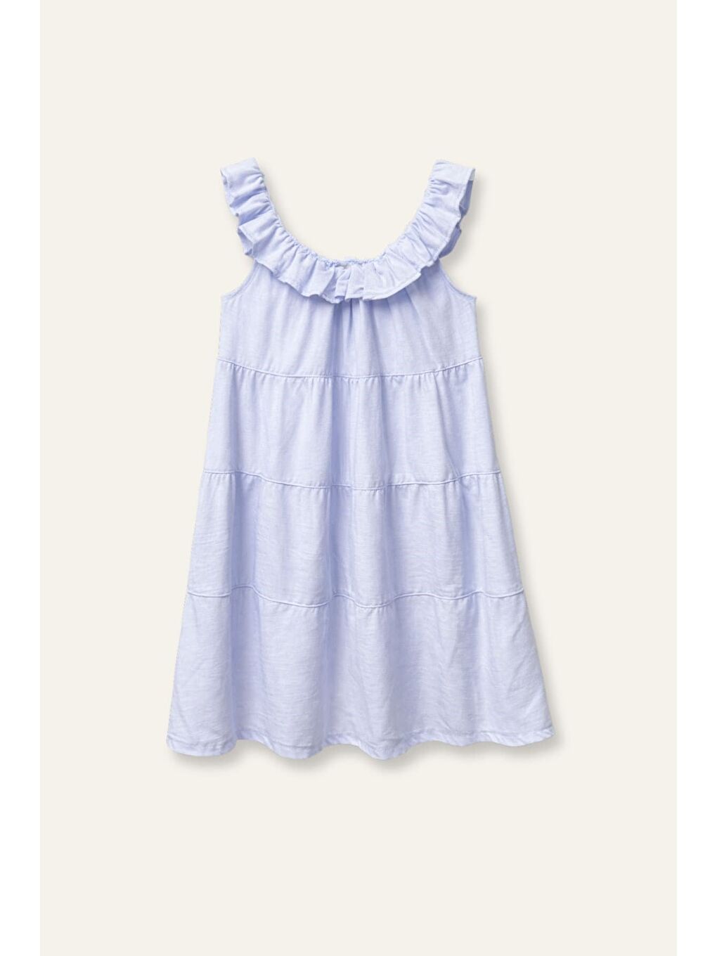 Kız Çocuk Volanlı Midi Elbise - Mavi-3