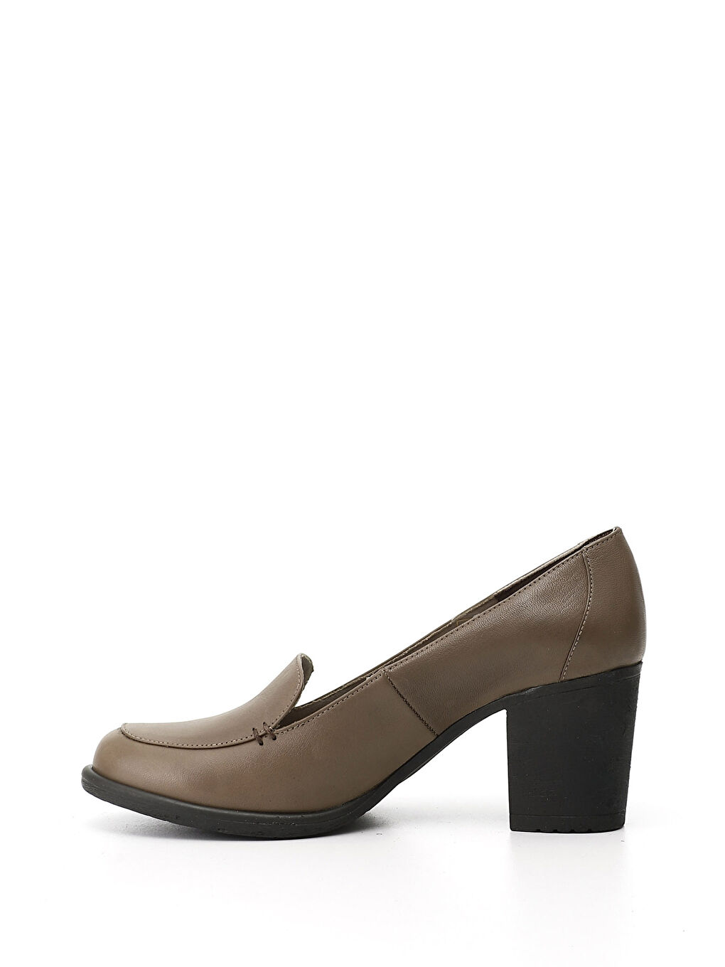 Kahverengi Kadın KOYU VİZON Orta Kalın Topuklu Hakiki Deri Ayakkabı-2
