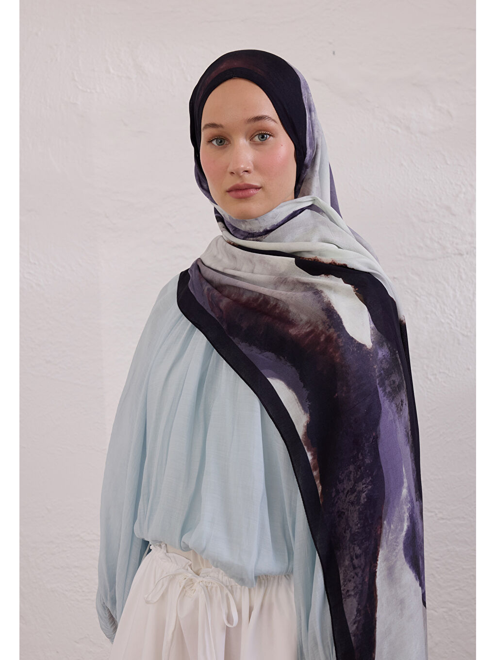 Gri Color Waves Desen Rami Şal Füme-1