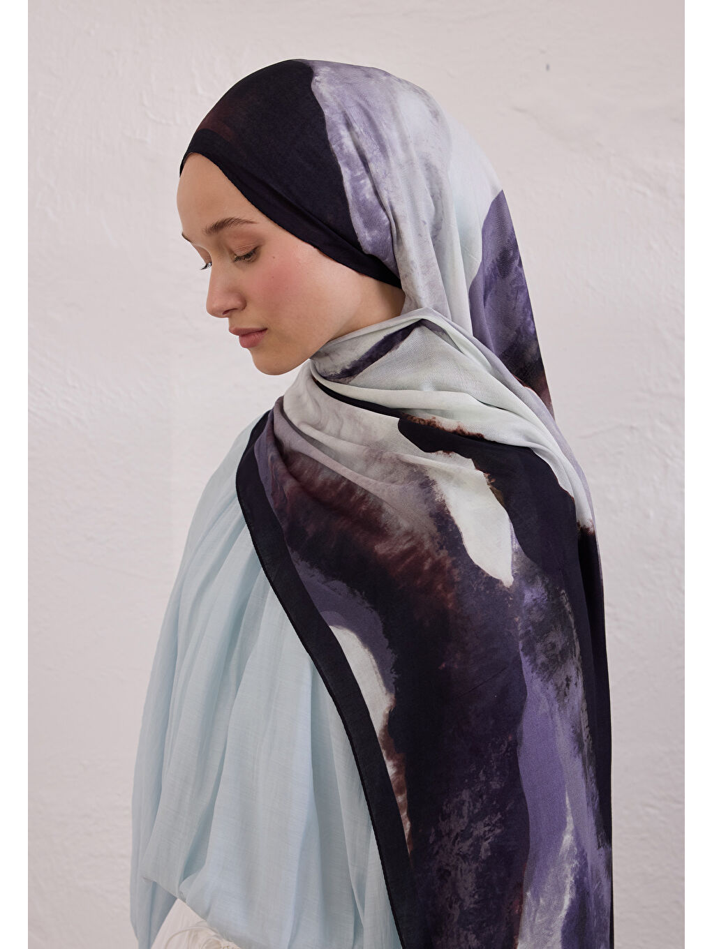 Gri Color Waves Desen Rami Şal Füme-2