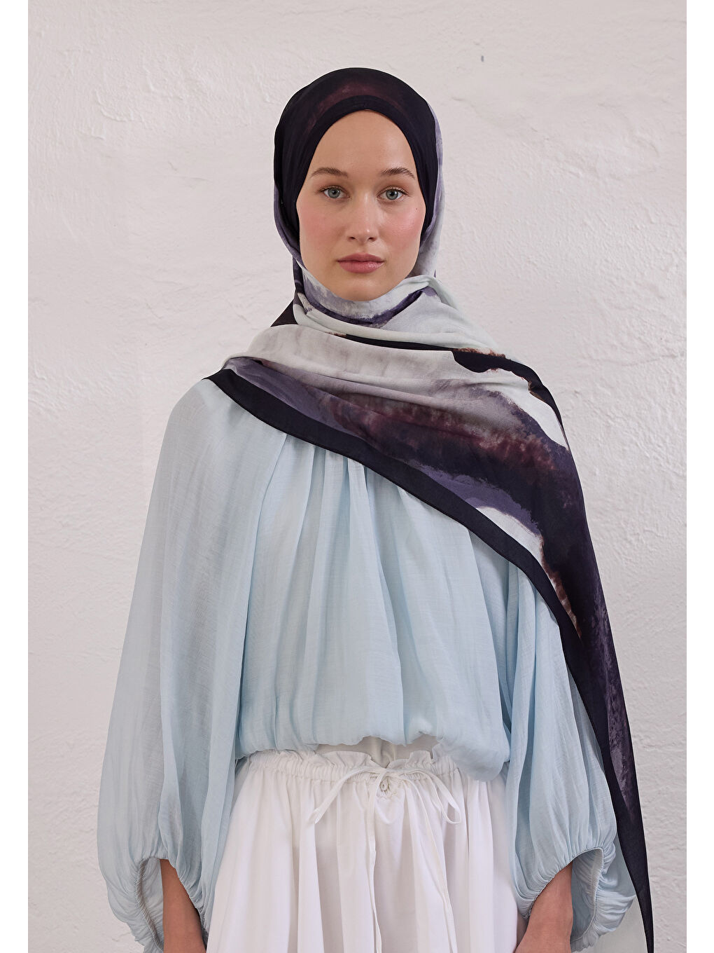 Gri Color Waves Desen Rami Şal Füme-3