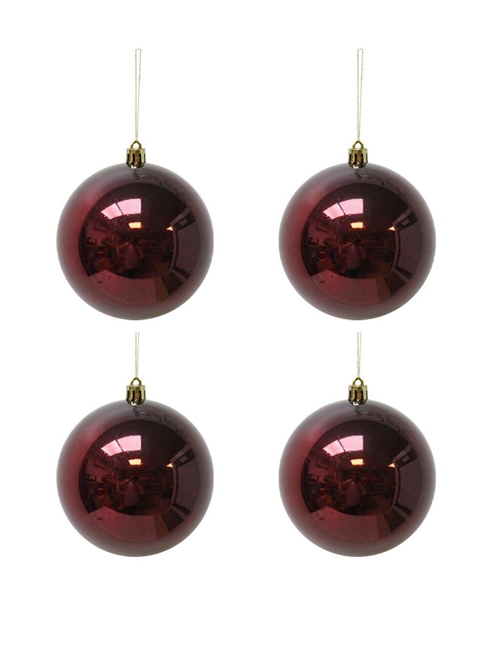 Yılbaşı Topu Çam Ağacı Süsü Bordo 10 cm 4'lü-1